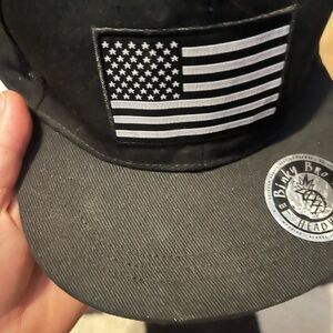Black Snapback Cap with American Flag Patch